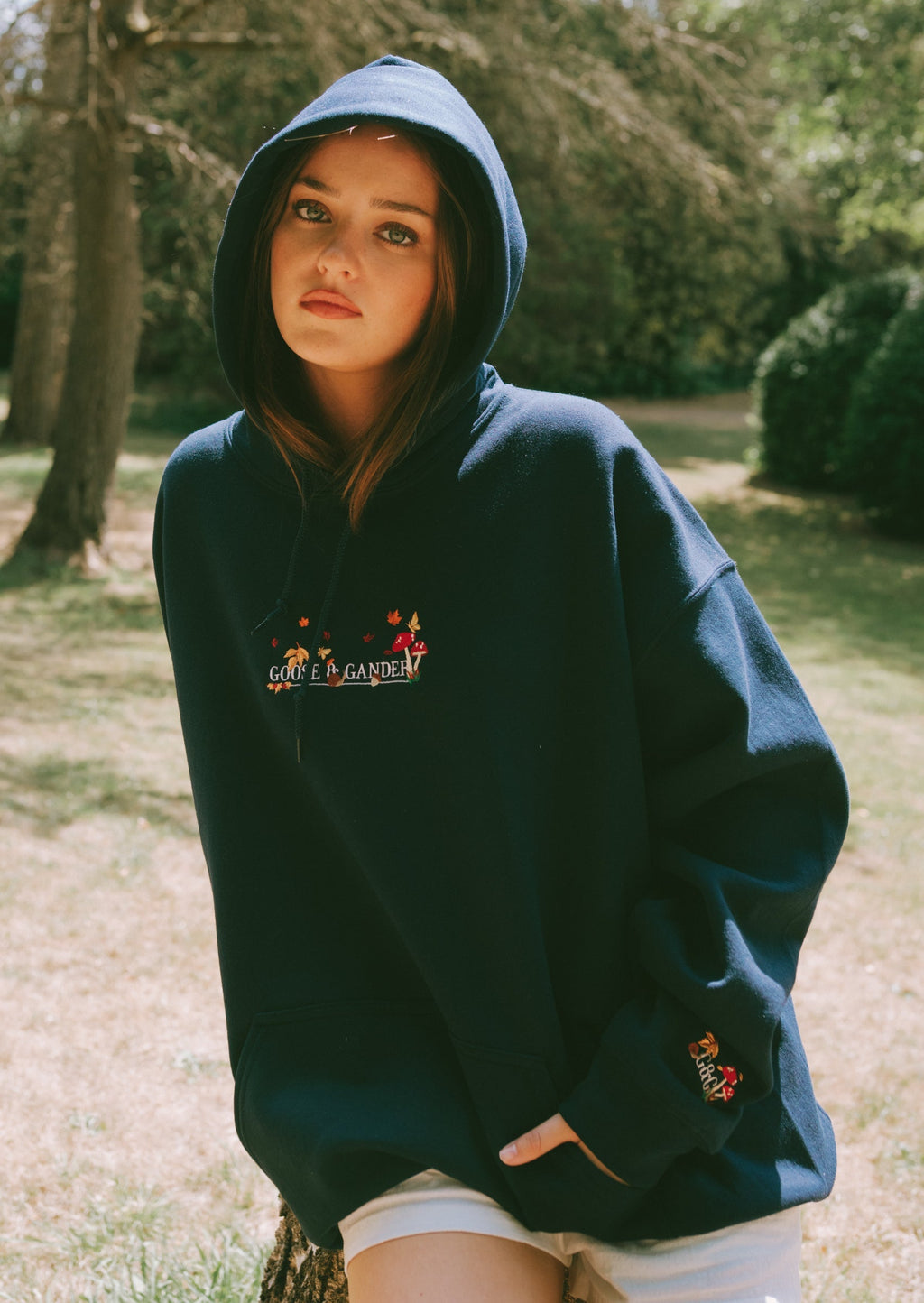 Woodland Embroidered Hoodie - Navy