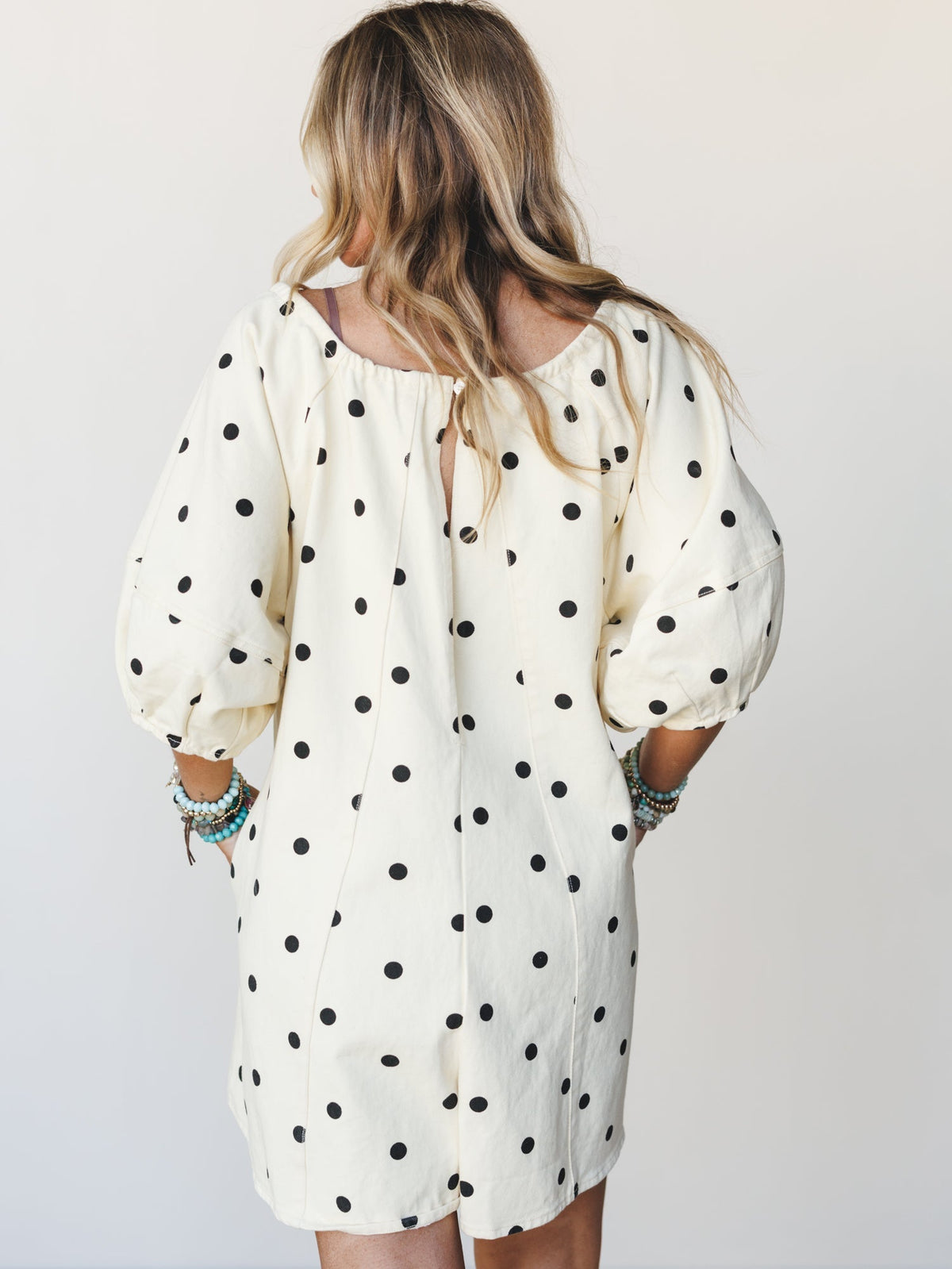 Honey Flower Polka Dot Romper - Light Yellow Black