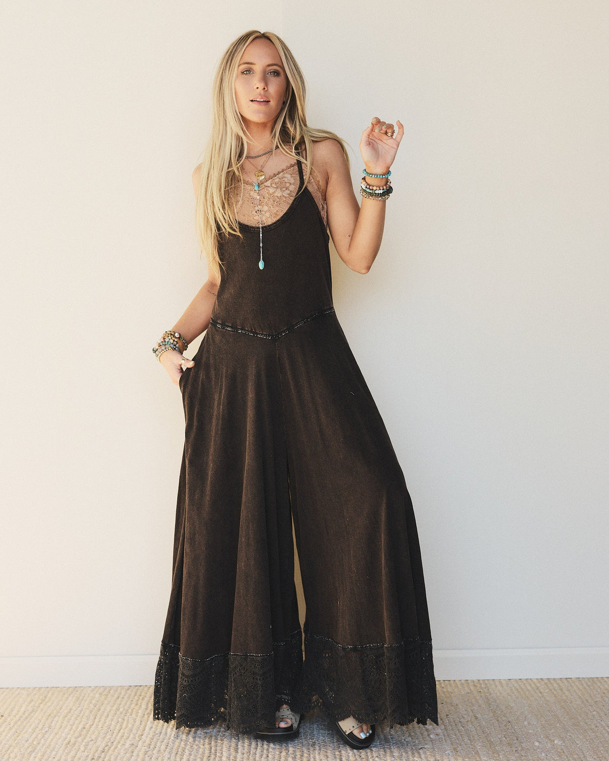 Free Bird Feeling Wide Leg Jumpsuit - Black - Pre Order