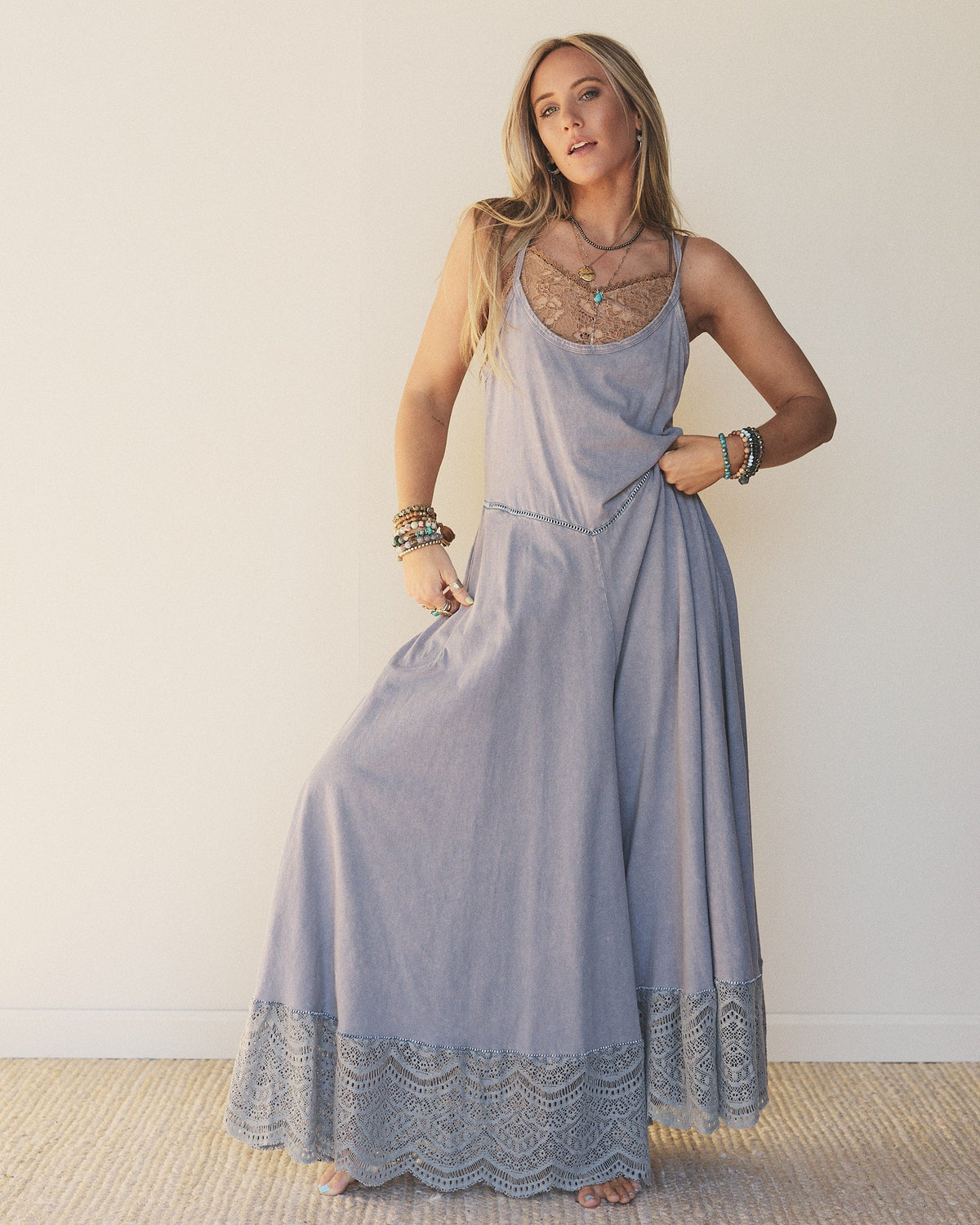 Free Bird Feeling Wide Leg Jumpsuit - Dolphin - Pre Order