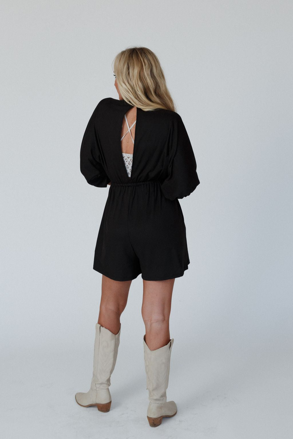 The Nest City Days Drawstring Romper - Black