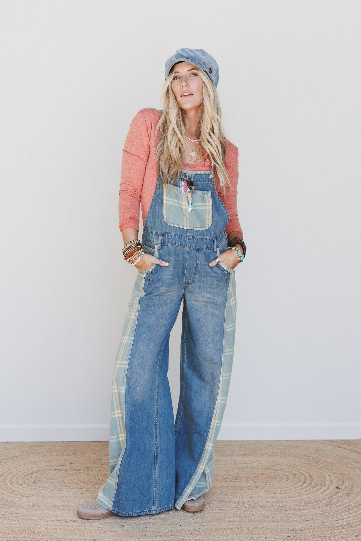 So Fine Contrast Denim Overalls - Medium Wash - Pre Order