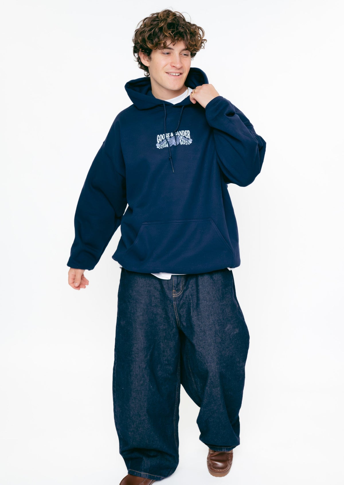 Coastal Print Hoodie - Navy