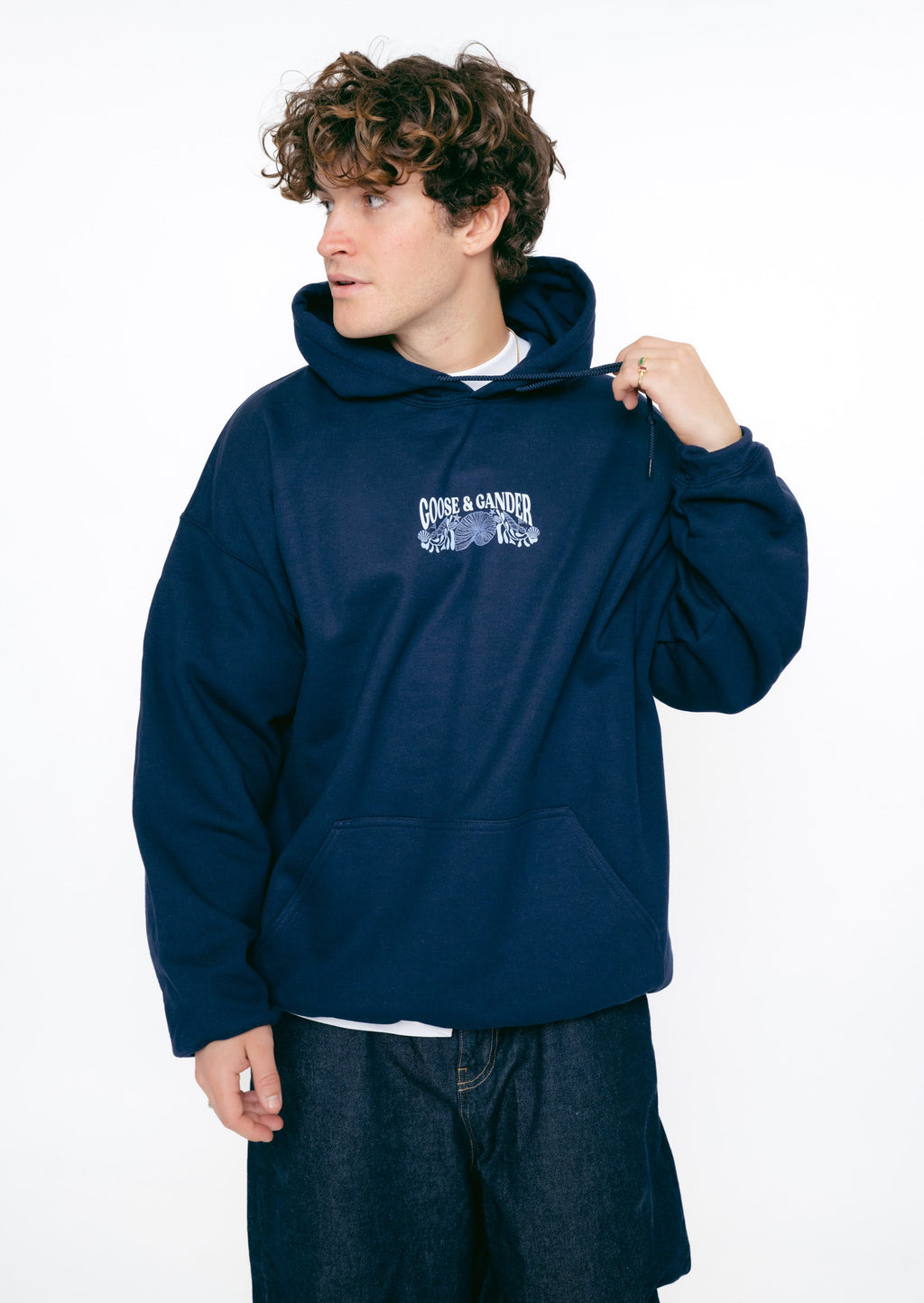 Coastal Print Hoodie - Navy