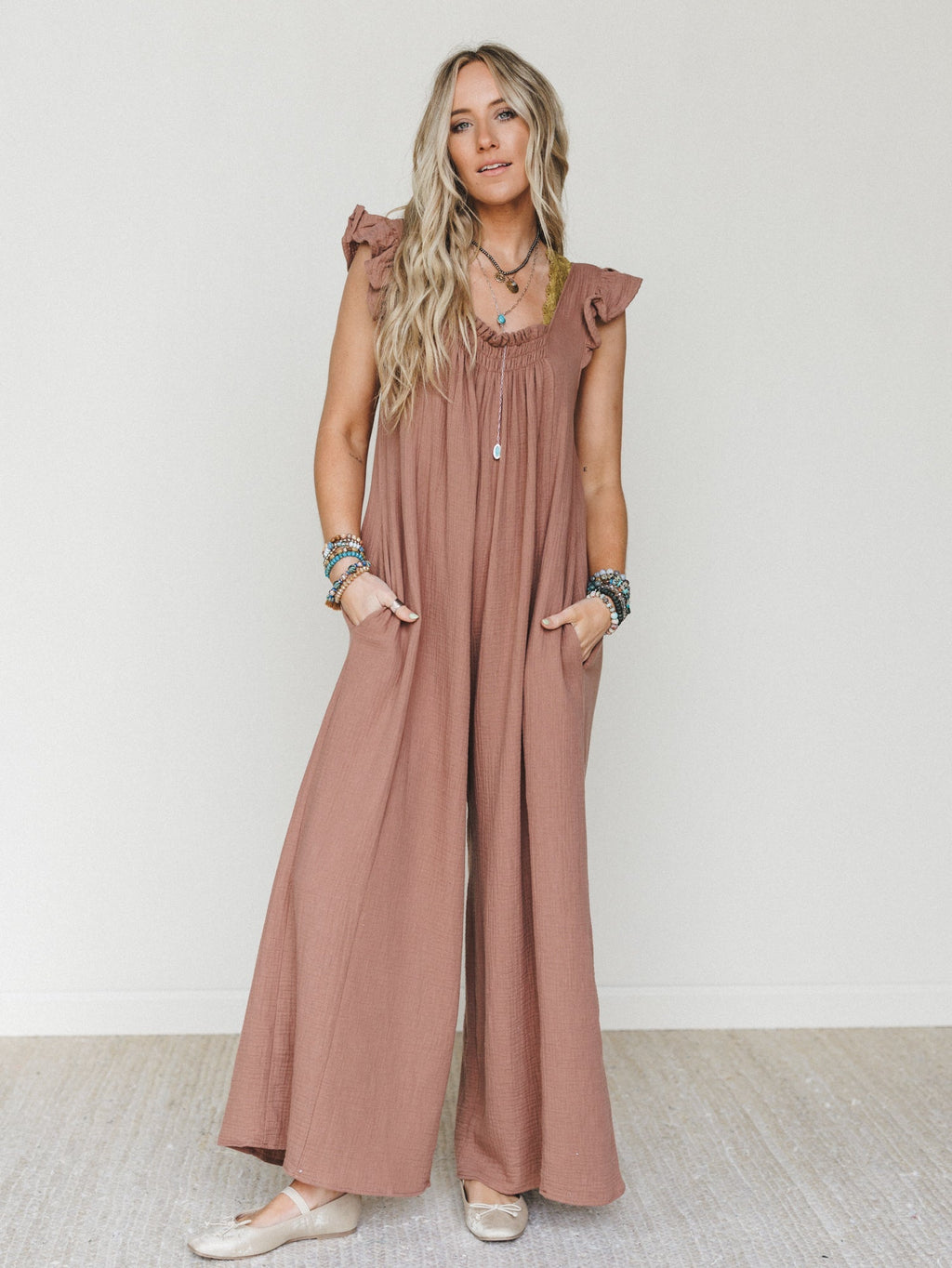 Calm Waves Jumpsuit - Mocha