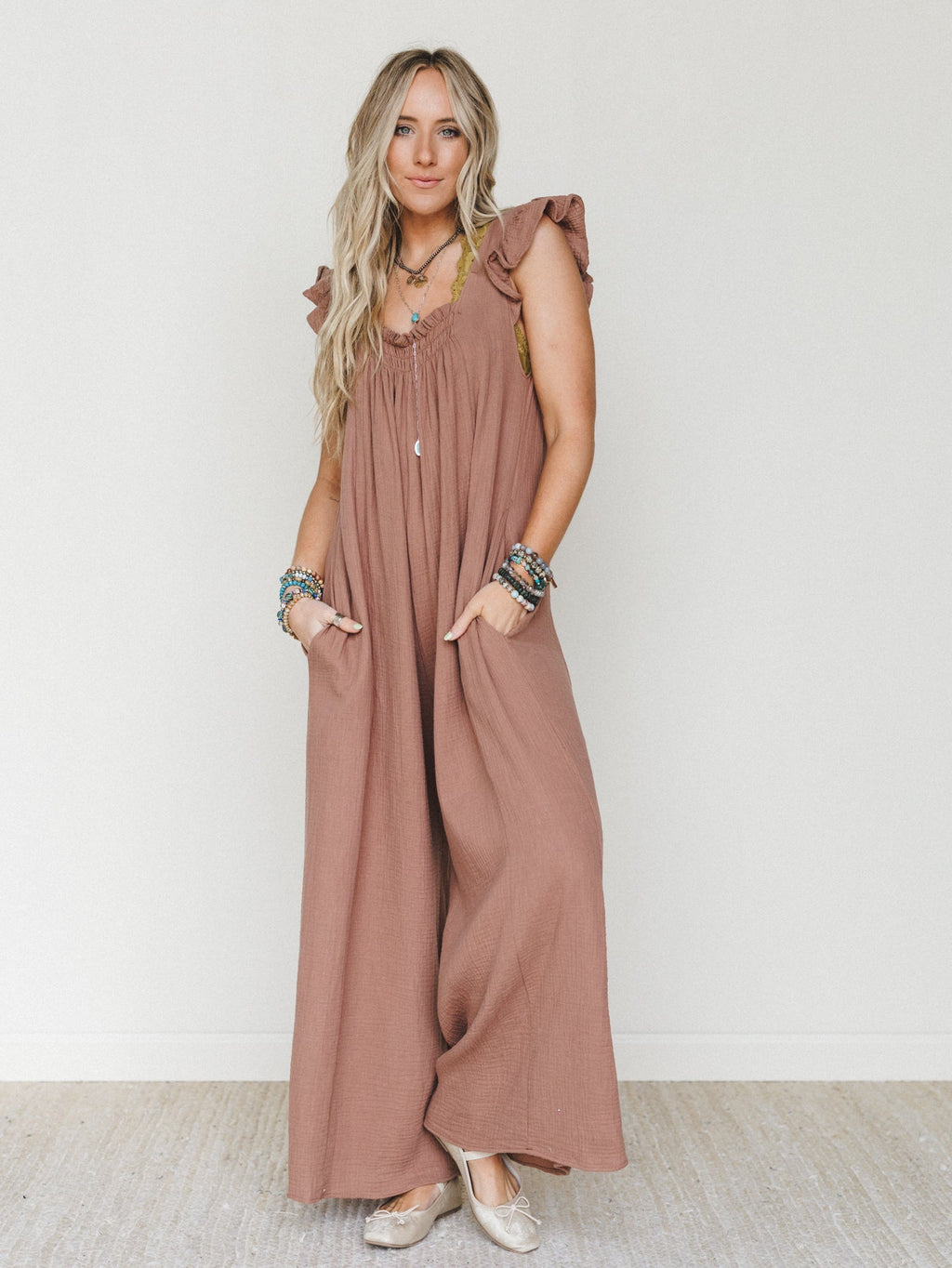 Calm Waves Jumpsuit - Mocha