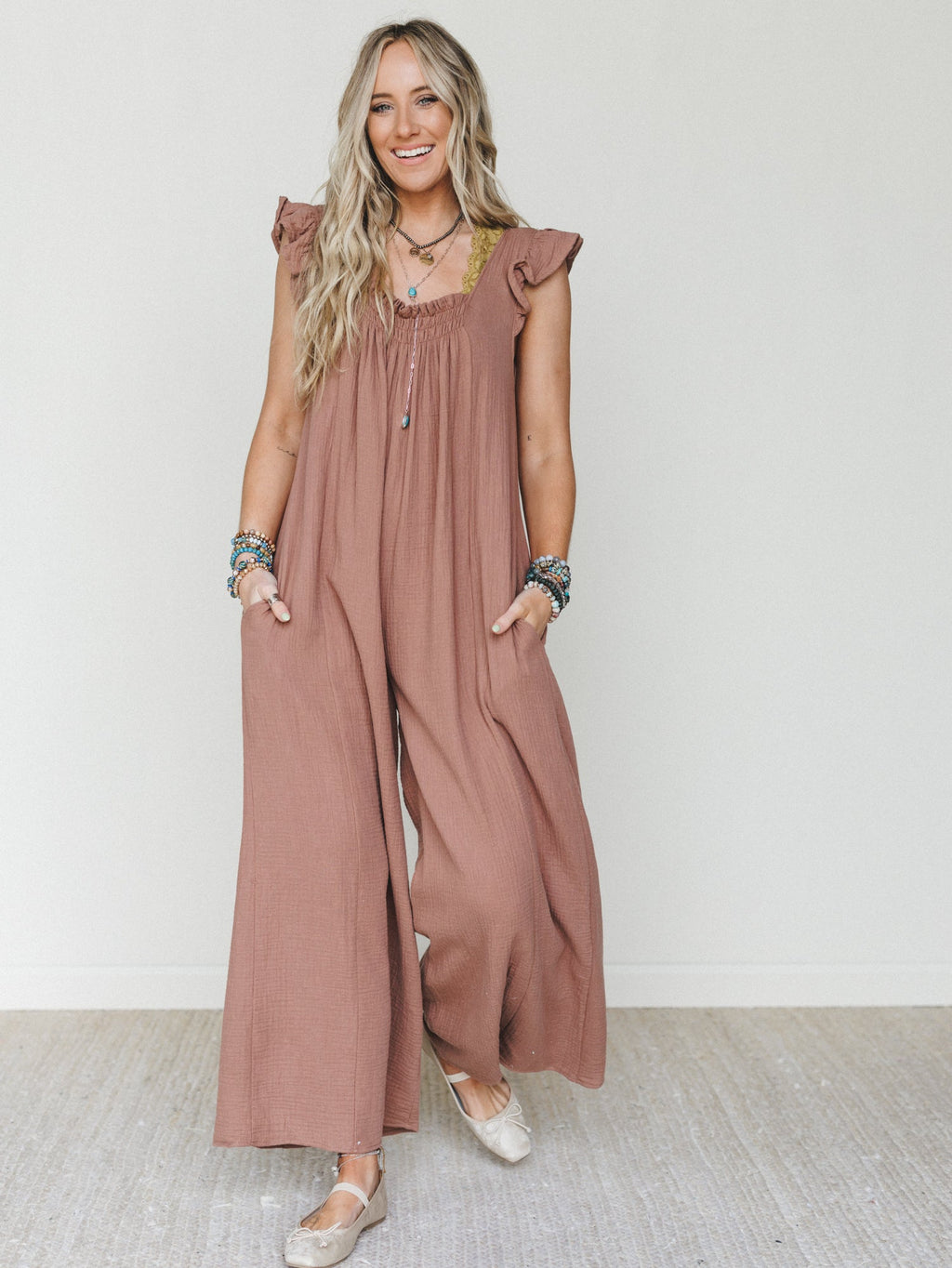 Calm Waves Jumpsuit - Mocha