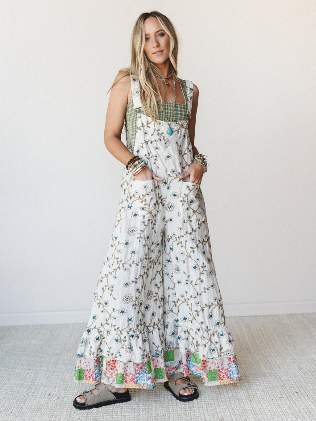 In Love with Lily Jumpsuit - Natural Green Floral