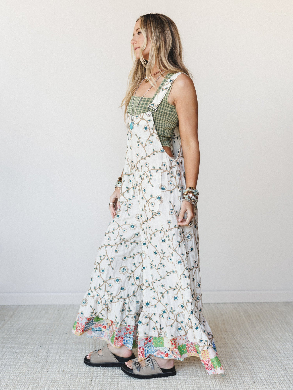 In Love with Lily Jumpsuit - Natural Green Floral