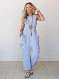 Turning Point Washed Cargo Jumpsuit - Periwinkle