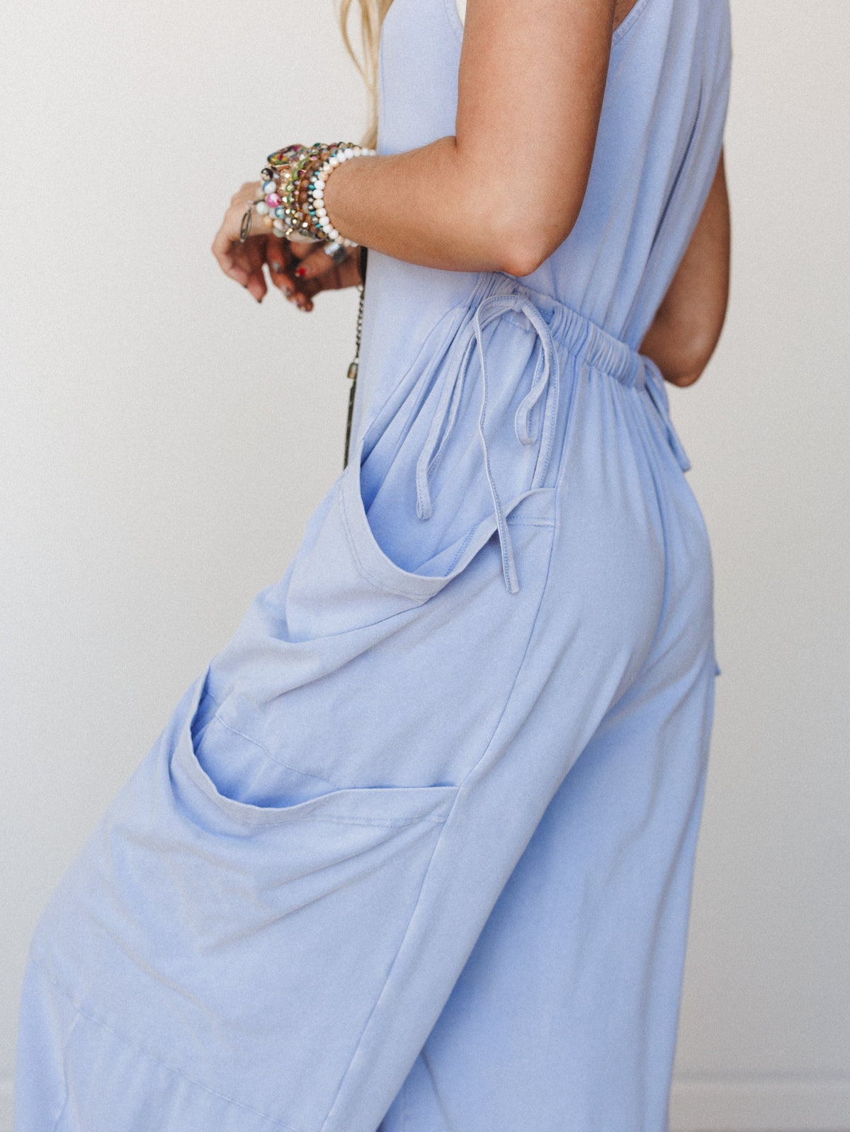 Turning Point Washed Cargo Jumpsuit - Periwinkle