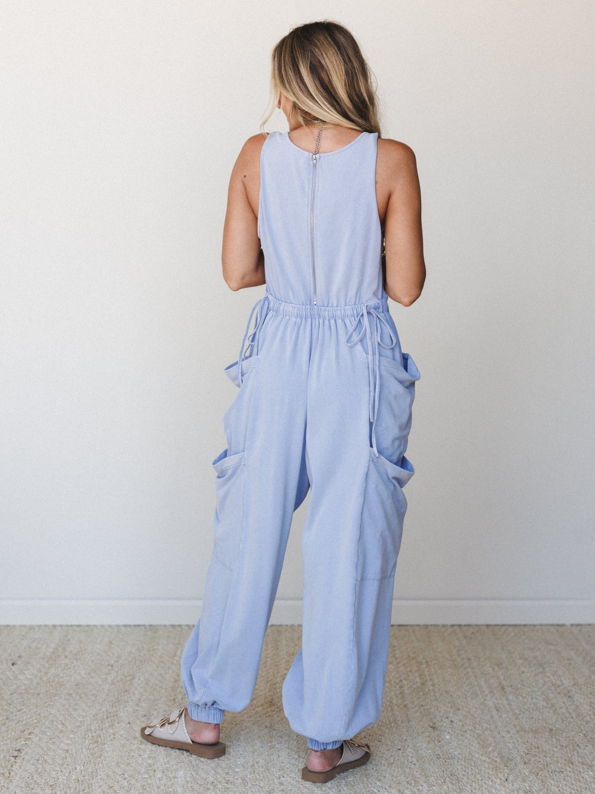 Turning Point Washed Cargo Jumpsuit - Periwinkle