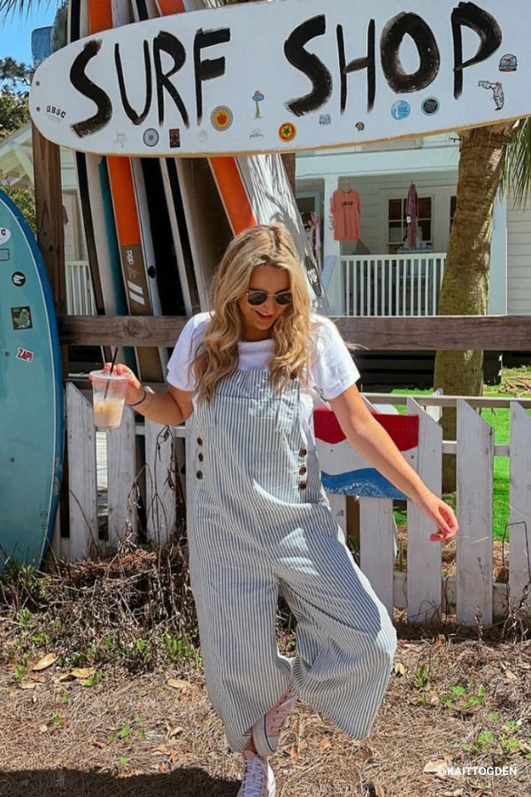 High Hopes Denim Overalls - Denim Stripe - Pre Order