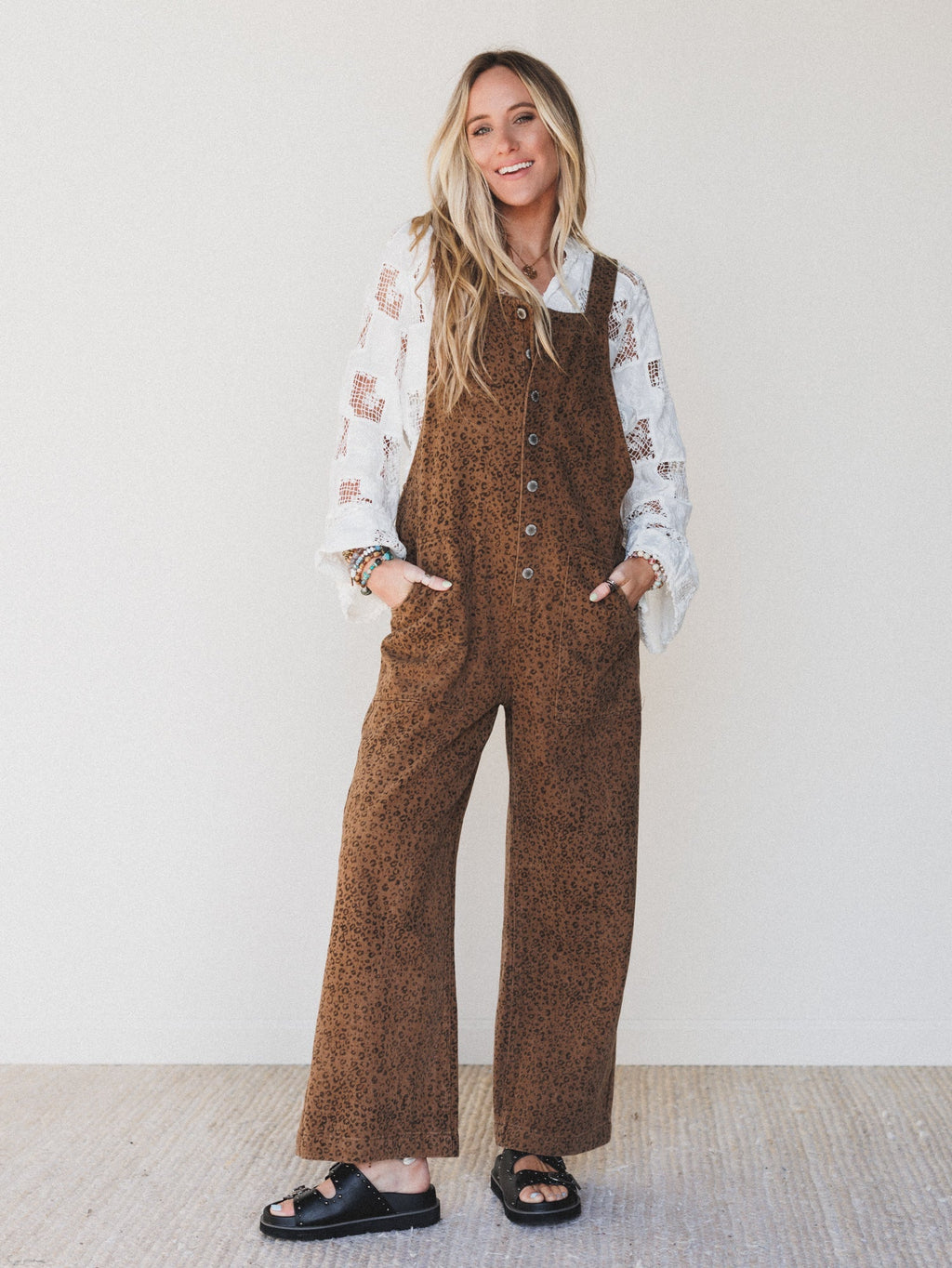 Free Roam Animal Print Jumpsuit - Camel