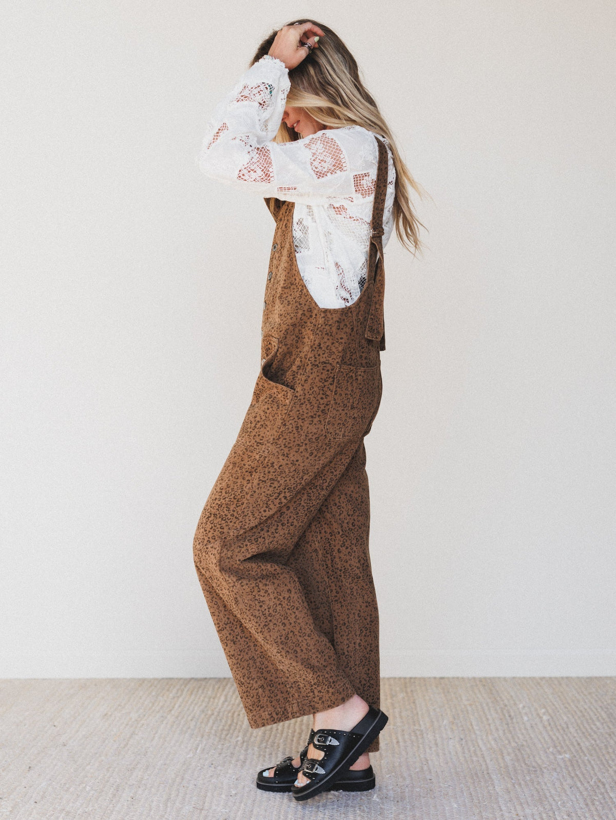 Free Roam Animal Print Jumpsuit - Camel