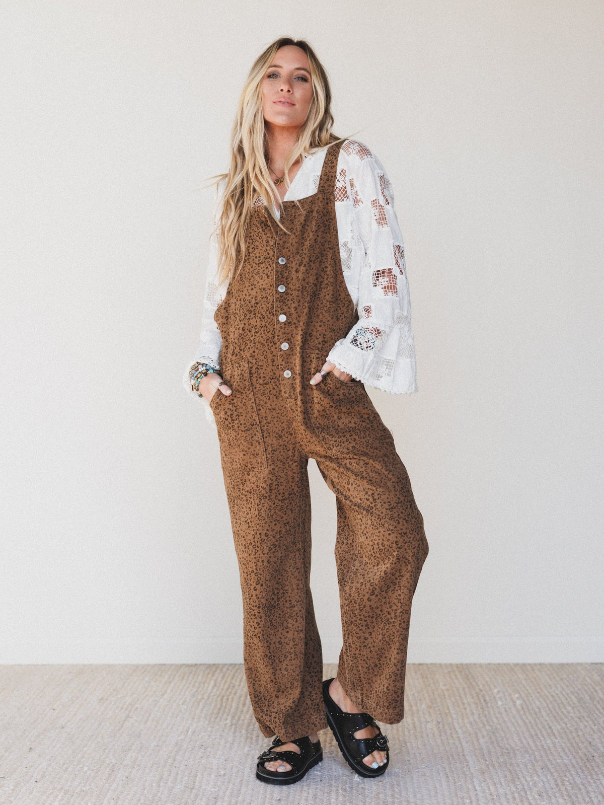 Free Roam Animal Print Jumpsuit - Camel
