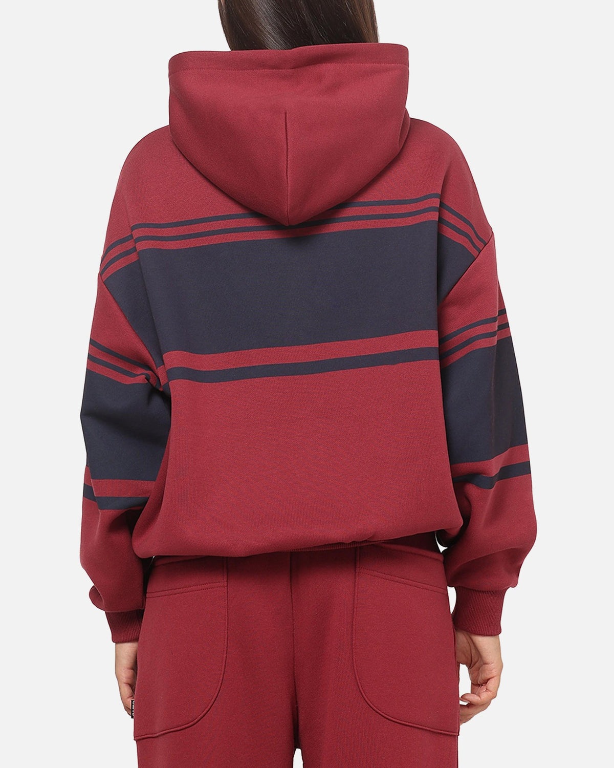 Carre Varsity Stripe Zip Hoodie Burgundy/Navy