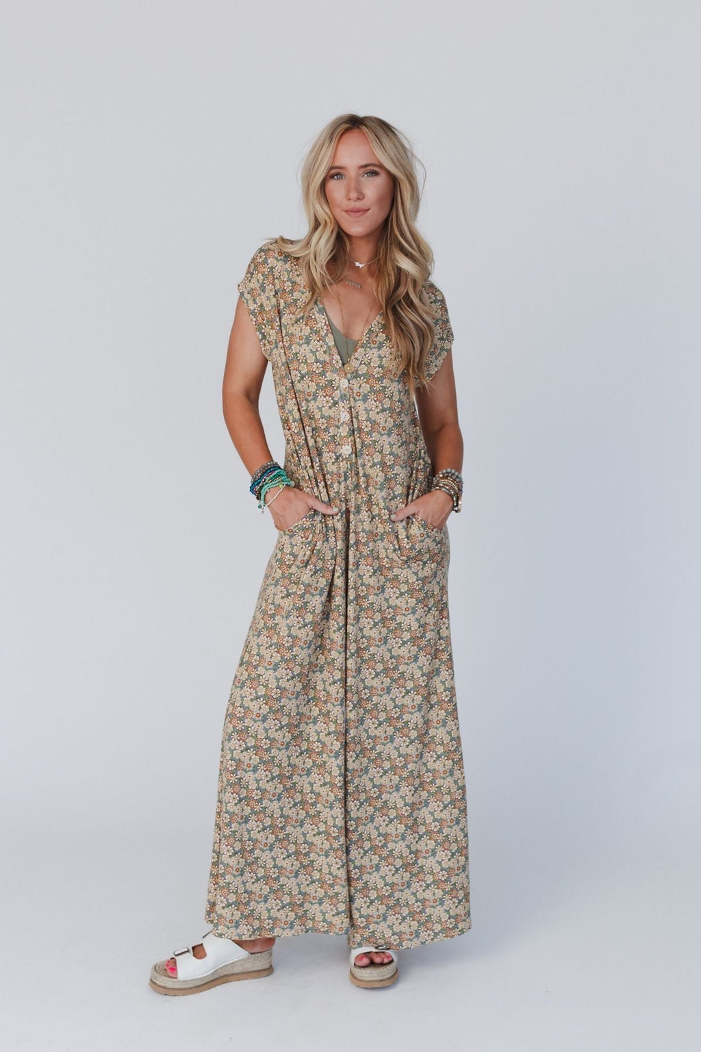 The Nest Daphne Floral Print Jumpsuit - Cream - Pre Order