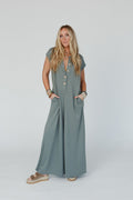 The Nest Davina Wide Leg Jumpsuit - Light Olive - Pre Order