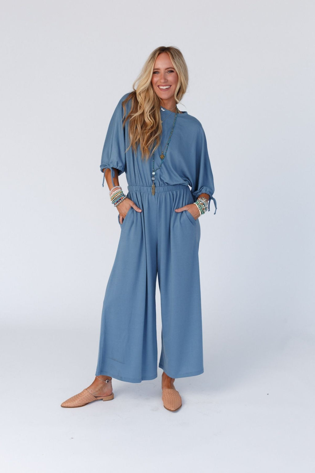 The Nest Carolina Comfy Wide Leg Jumpsuit -  Gun Metal - Pre Order